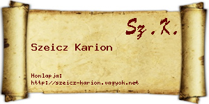 Szeicz Karion névjegykártya